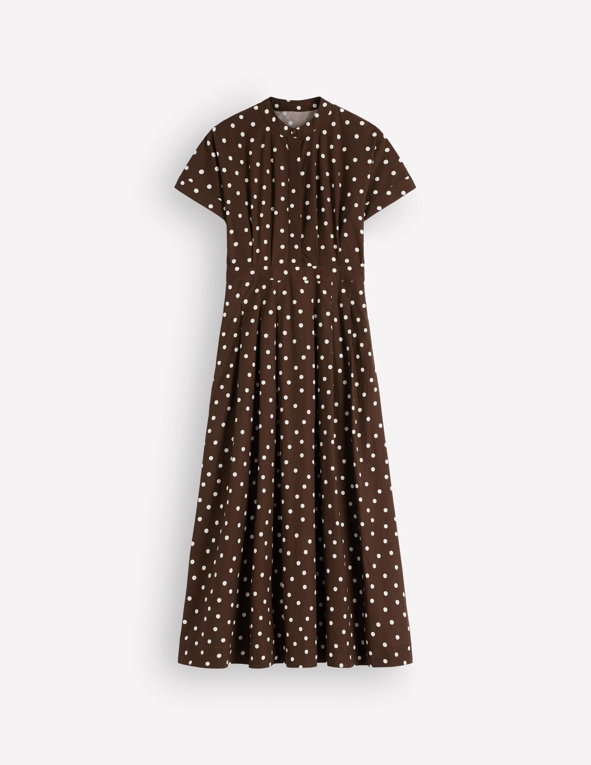Grown On Sleeve Midi Dress-Raw Umber, Painted Dot Spaced - 1