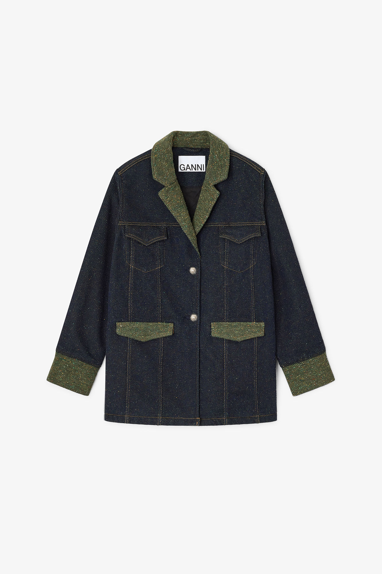TWILL DENIM OVERSIZED BLAZER - 1
