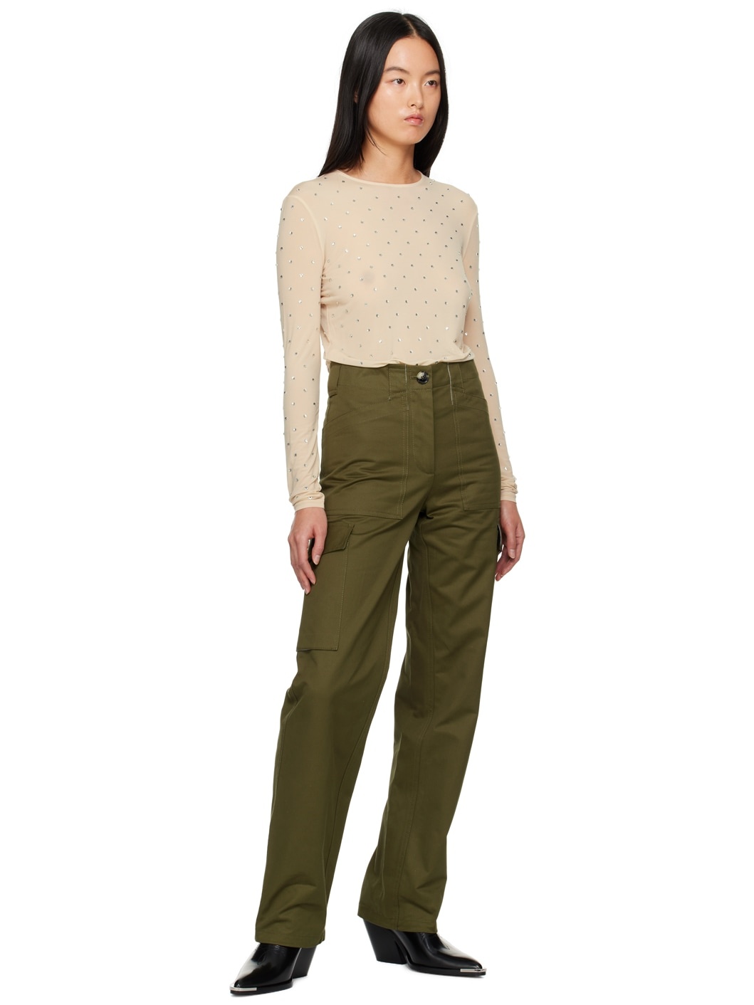Khaki Cargo Pocket Trousers - 4