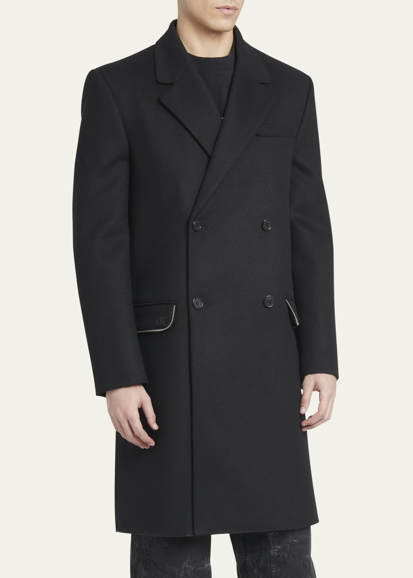 Men's Topcoat with Zipper Details - 4