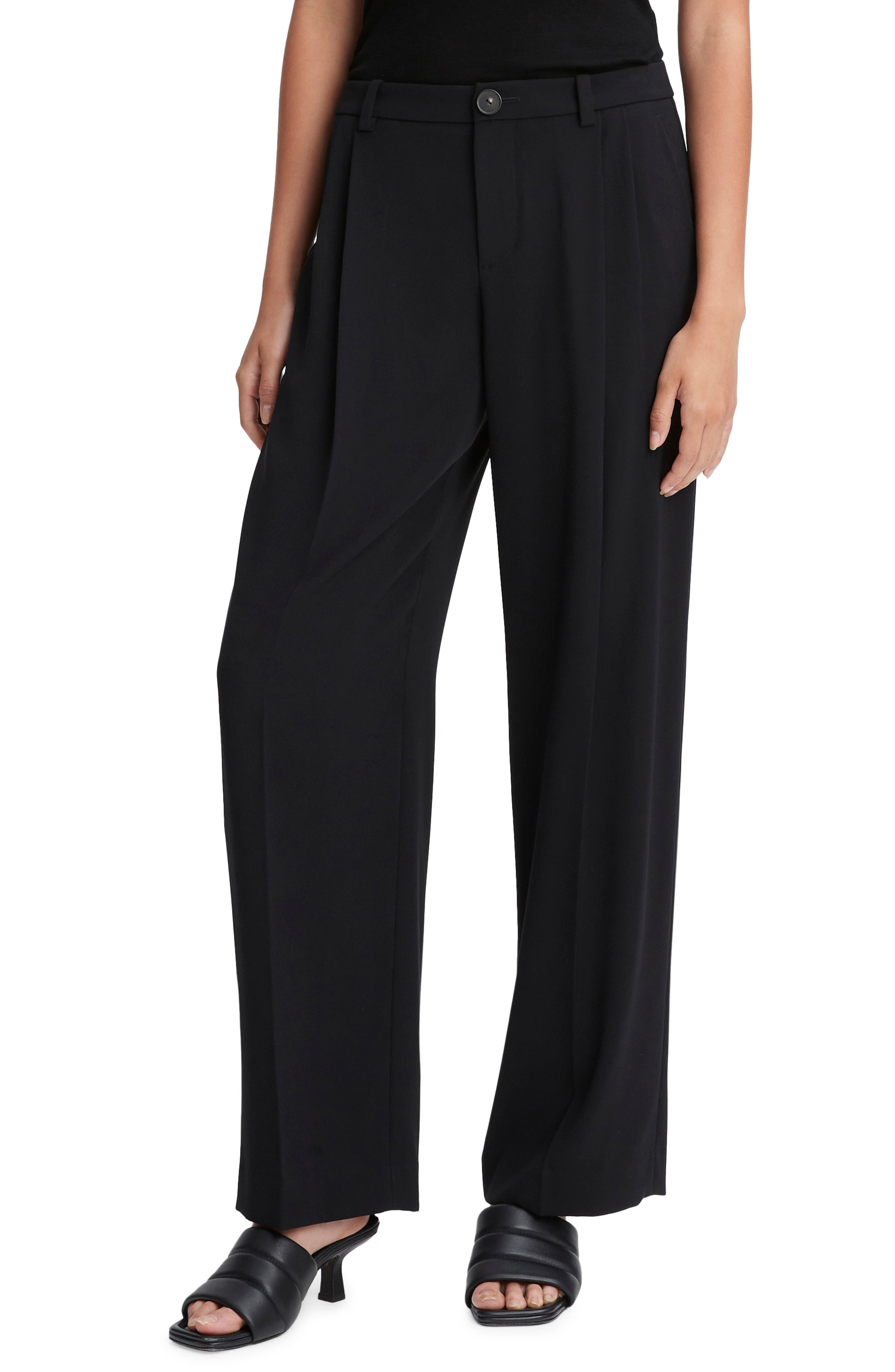 Vince Pleated Crepe Pants in Black at Nordstrom - 1