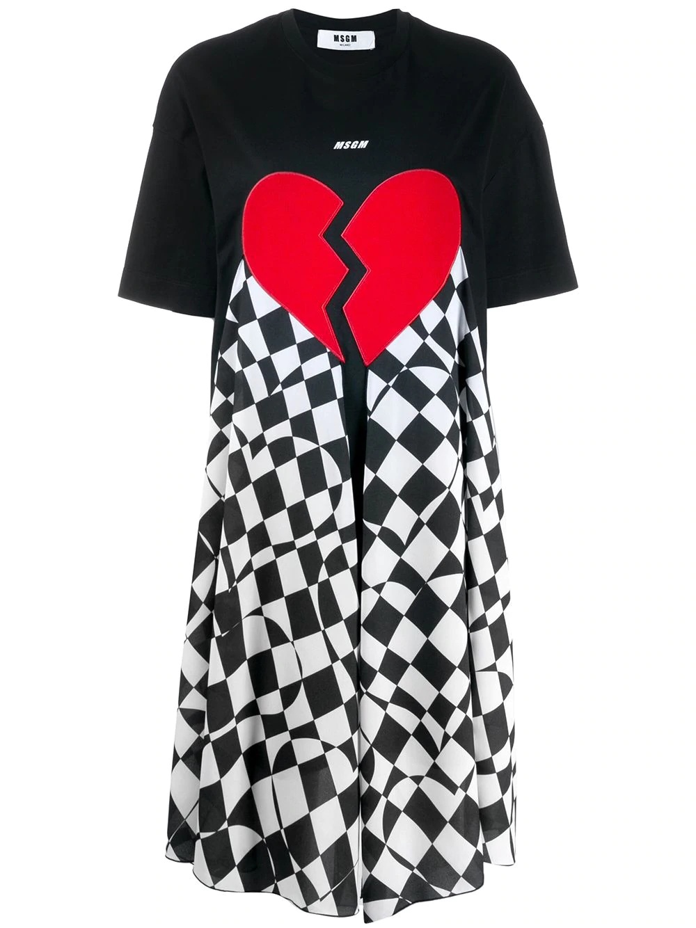 broken heart foulard T-shirt dress - 1