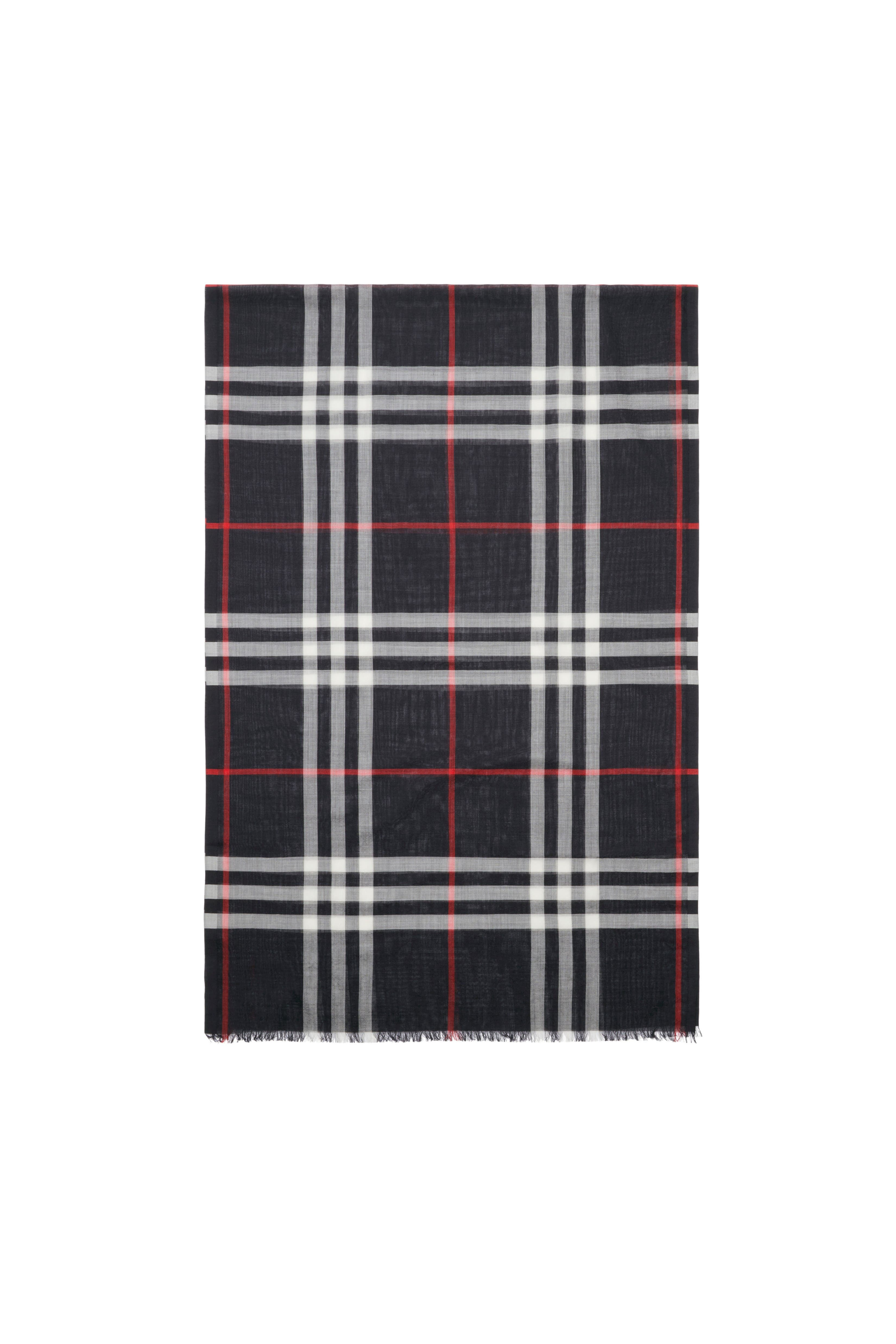 burberry Check Wool Silk Scarf in Navy at Nordstrom - 3