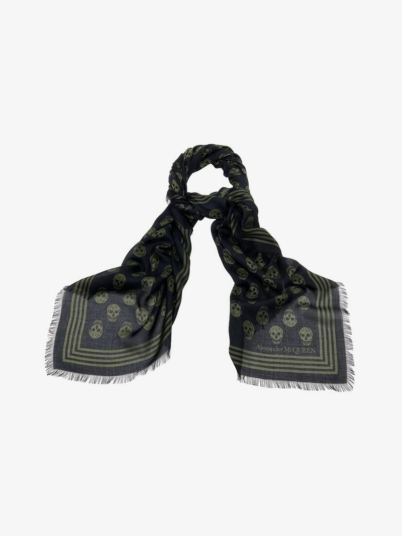 Alexander McQueen Men's Biker Foulard in Black/khaki outlook