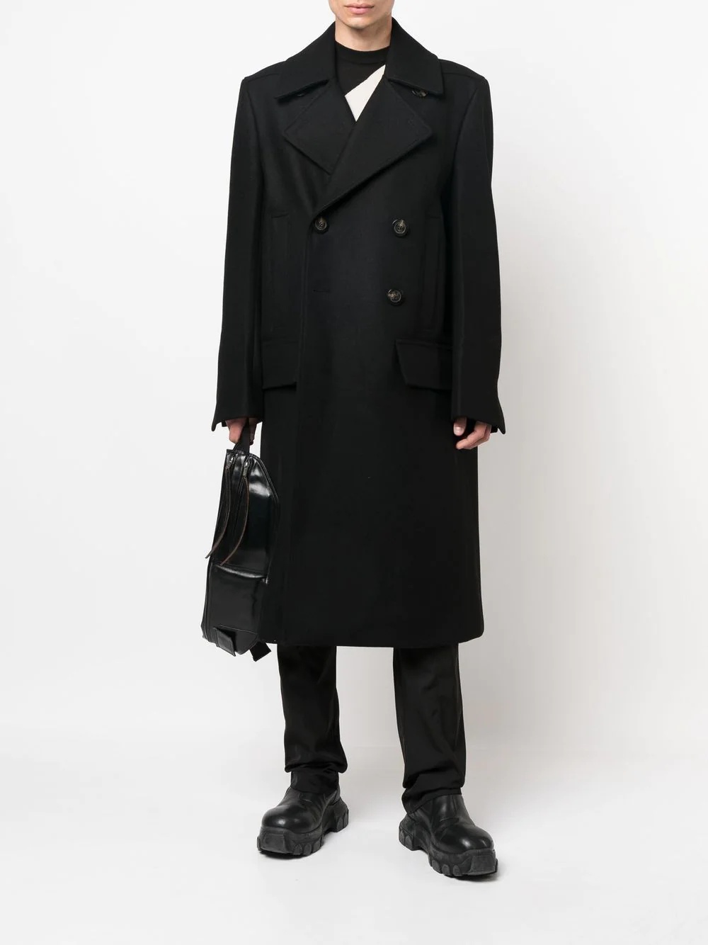 double-breasted wide-lapel coat - 2