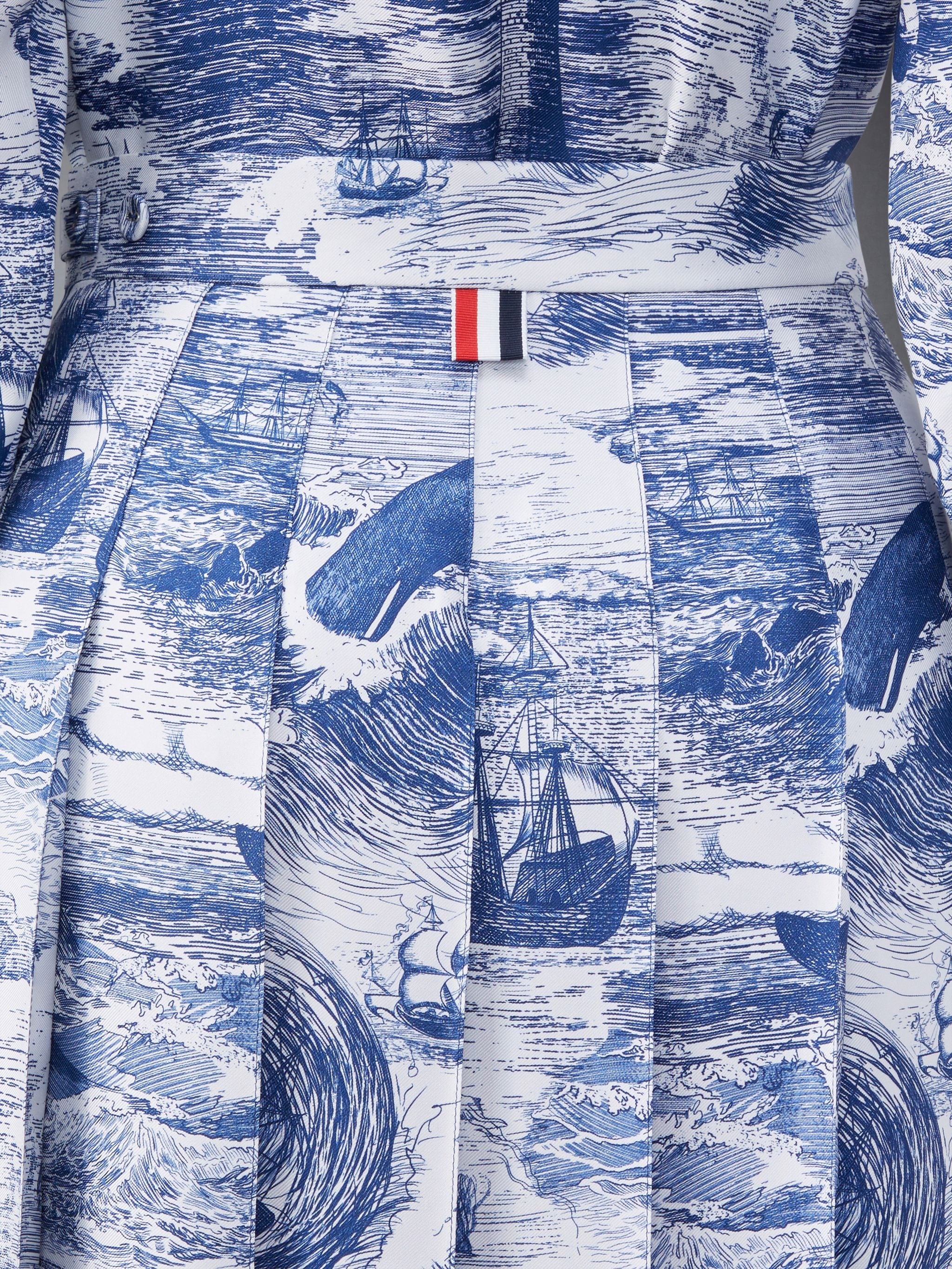 Nautical Silk Twill Toile Pleated Skirt - 6