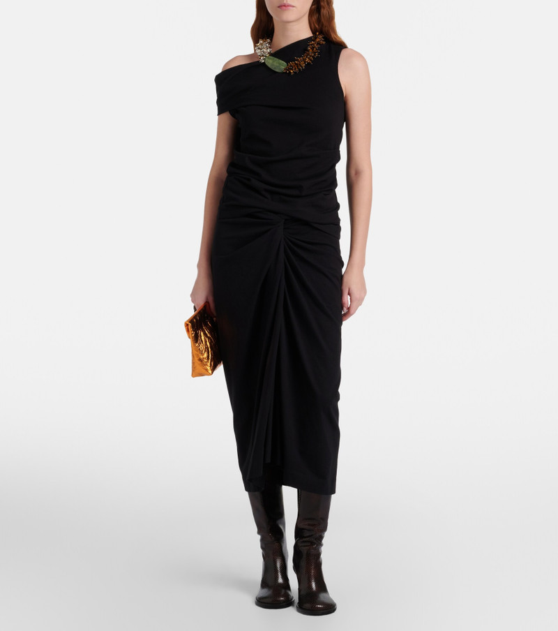 Dries Van Noten Gathered cotton midi skirt outlook