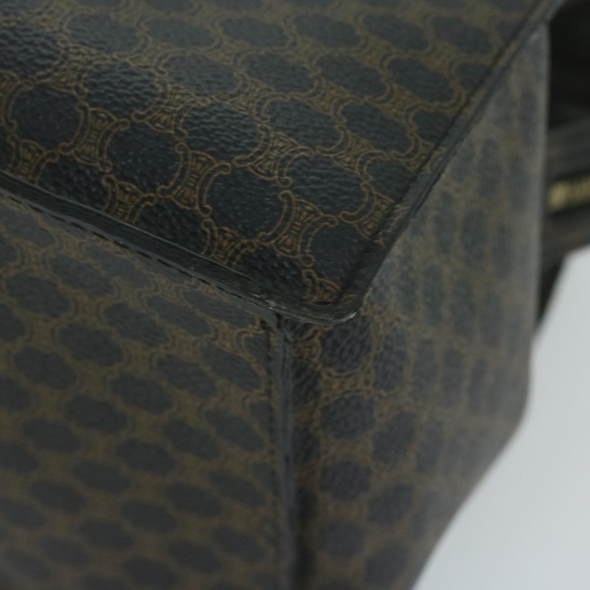 CELINE Macadam Canvas Hand Bag Pvc Brown Black - 15