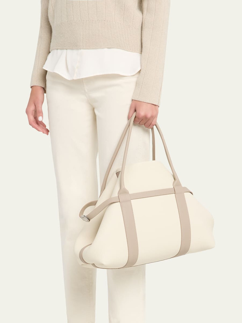 Loro Piana Ghiera Large Leather Shopper Tote Bag outlook