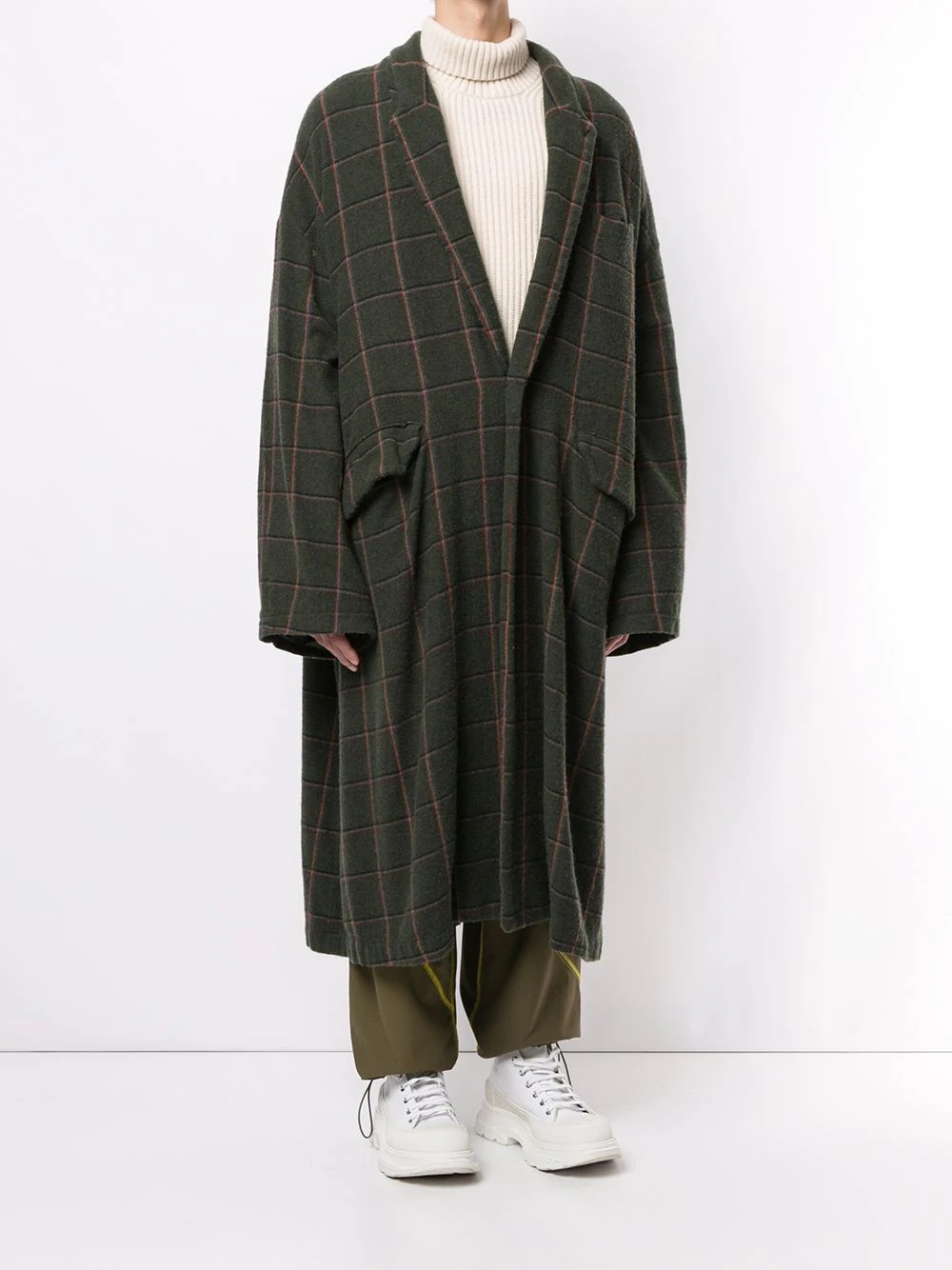 checked oversized coat - 3