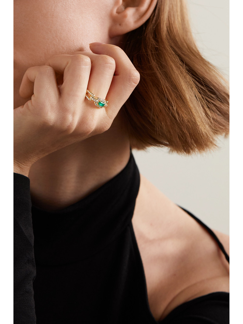 DAVID YURMAN Stax 18-karat Gold, Diamond And Emerald Ring outlook