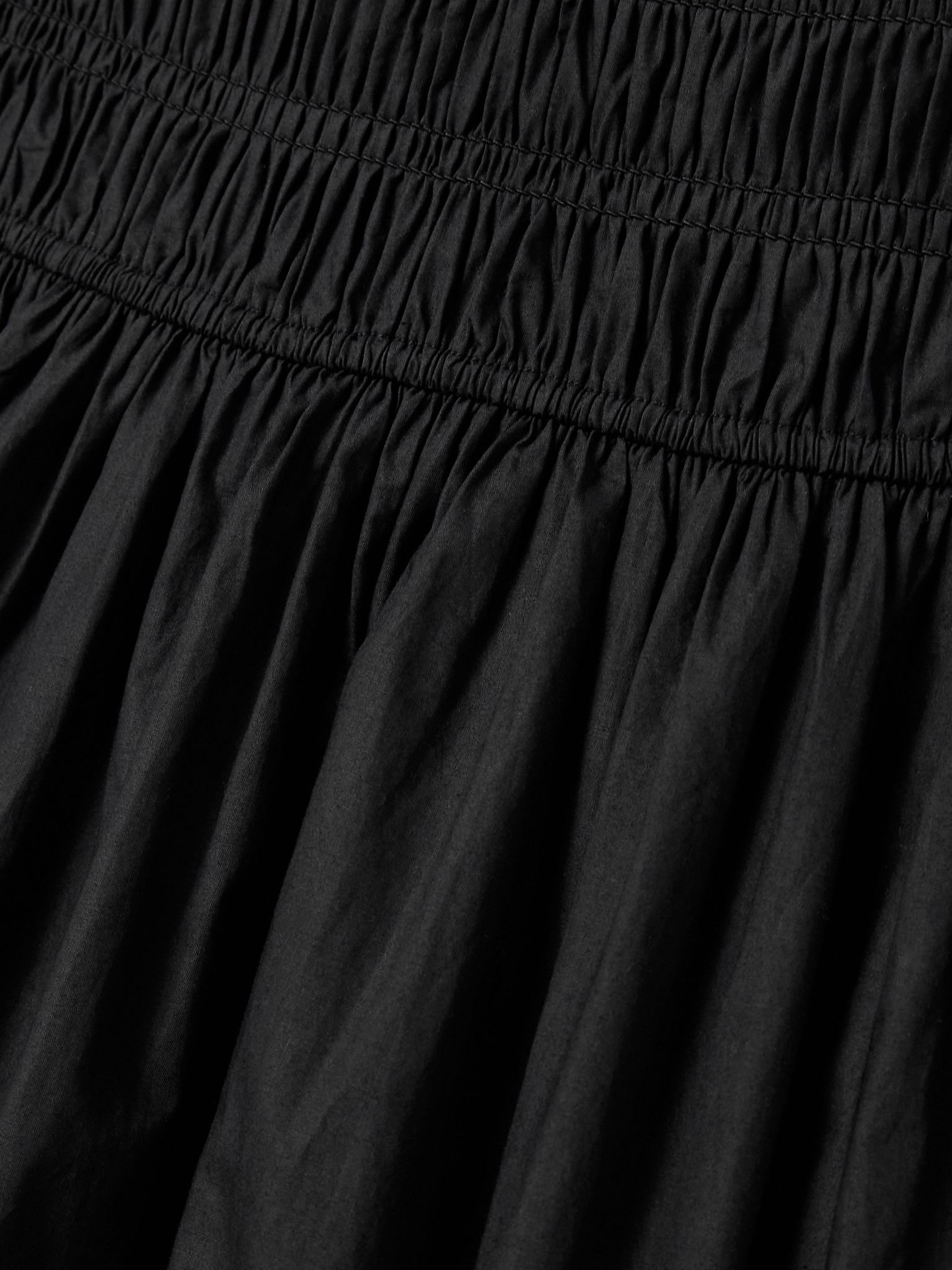 Quintessa tie-detailed shirred organic cotton-poplin midi dress Black - 4