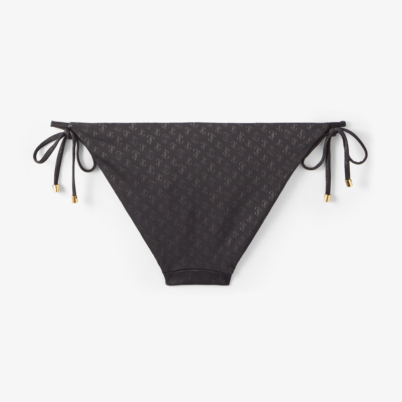 Aubrie
Black JC Monogram-Print Regenerated Nylon and Lycra Triangle Bikini Brief 3