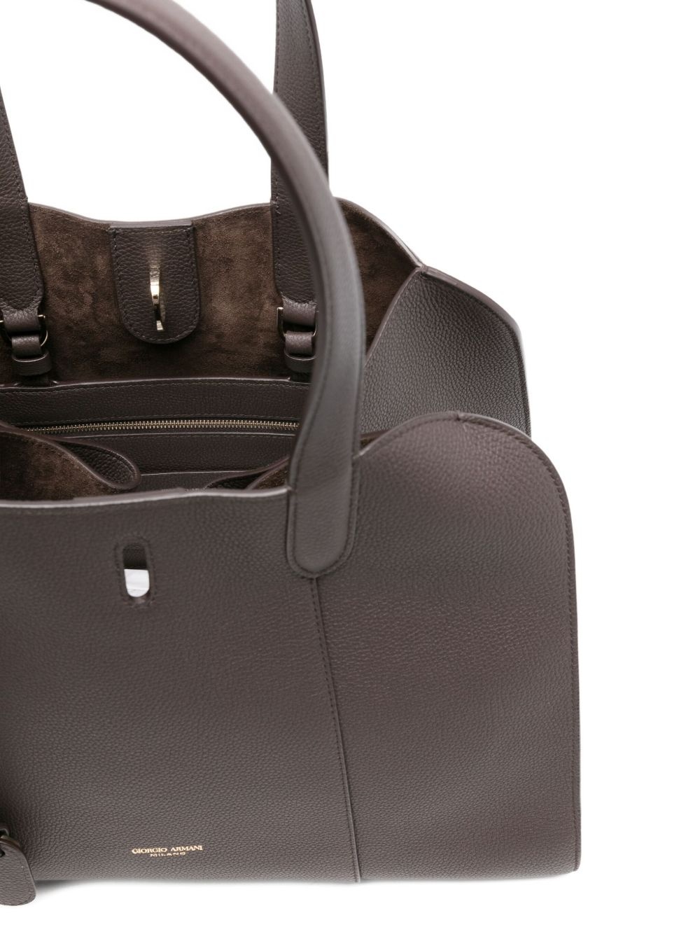 grained leather clasp tote bag - 4