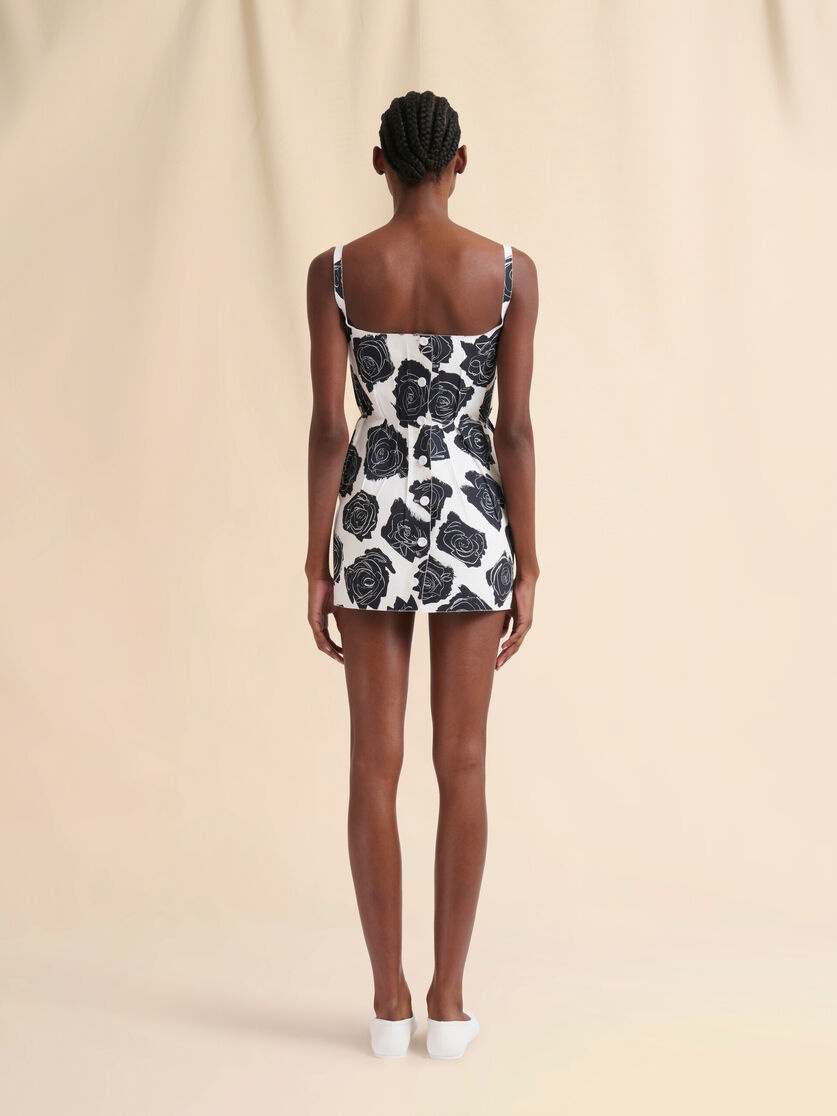 WHITE BONDED POPLIN MINI DRESS WITH LUNA PRINT - 3