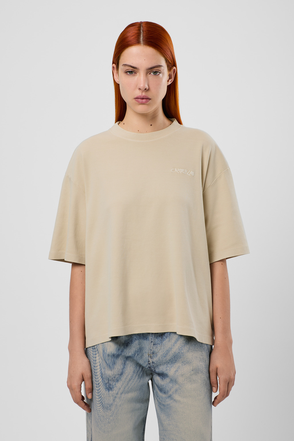 Beige Cotton T-shirt - 2