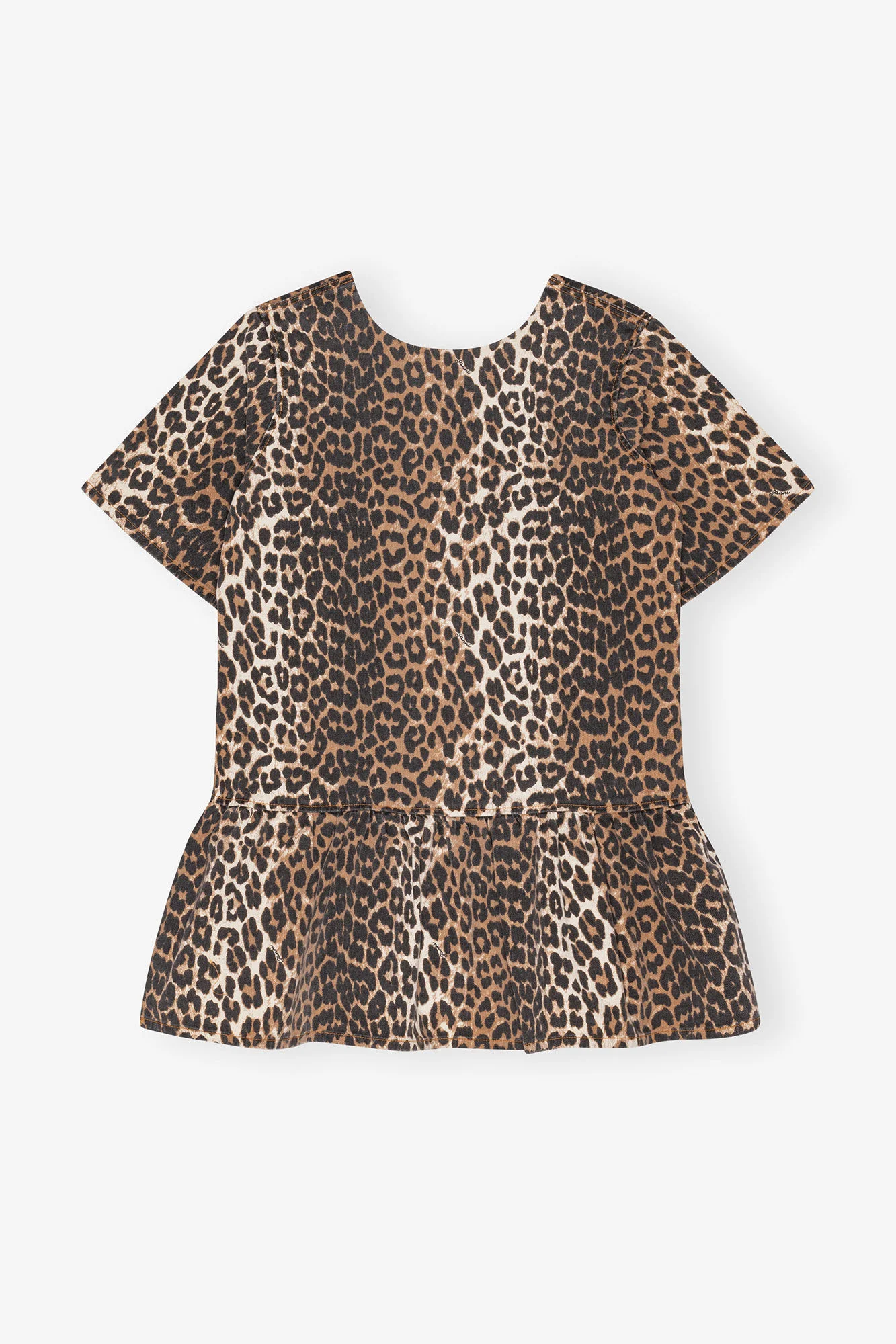 LEOPARD OPEN-BACK MINI DENIM DRESS - 1
