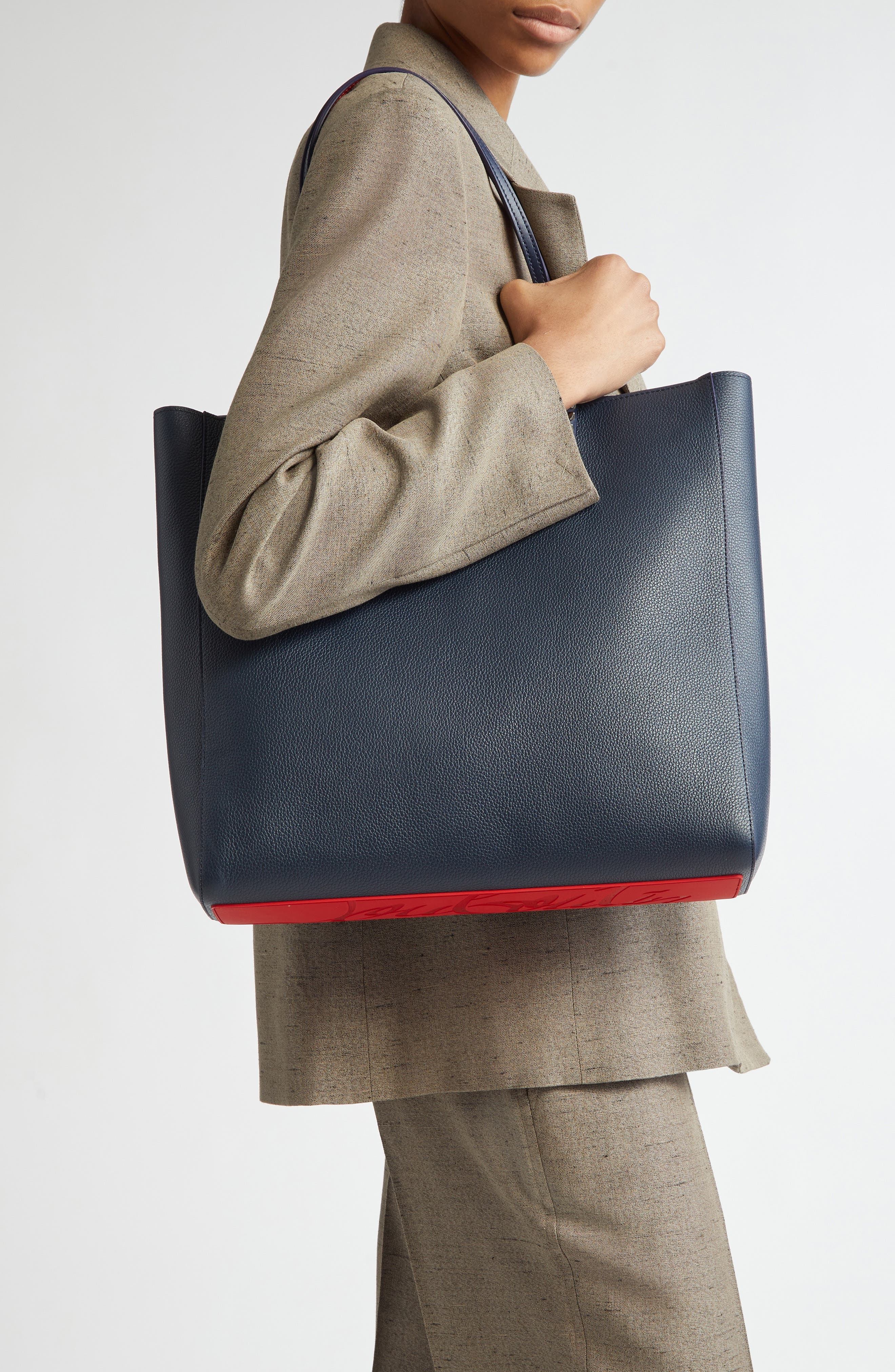Christian Louboutin Cabata Soft Calfskin Leather Tote Bag in Zaffiro/Silver at Nordstrom - 2