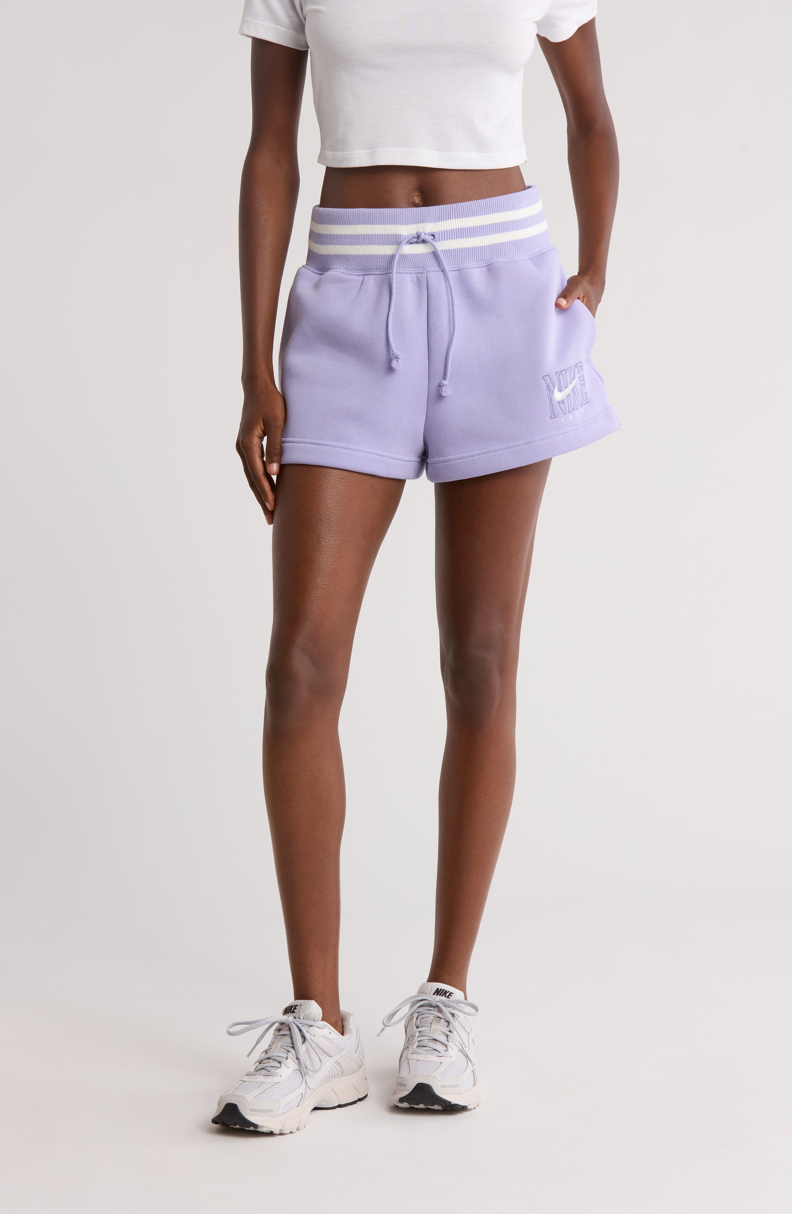 Nike Sportswear Phoenix Fleece Shorts in Lilac Ice at Nordstrom - 1