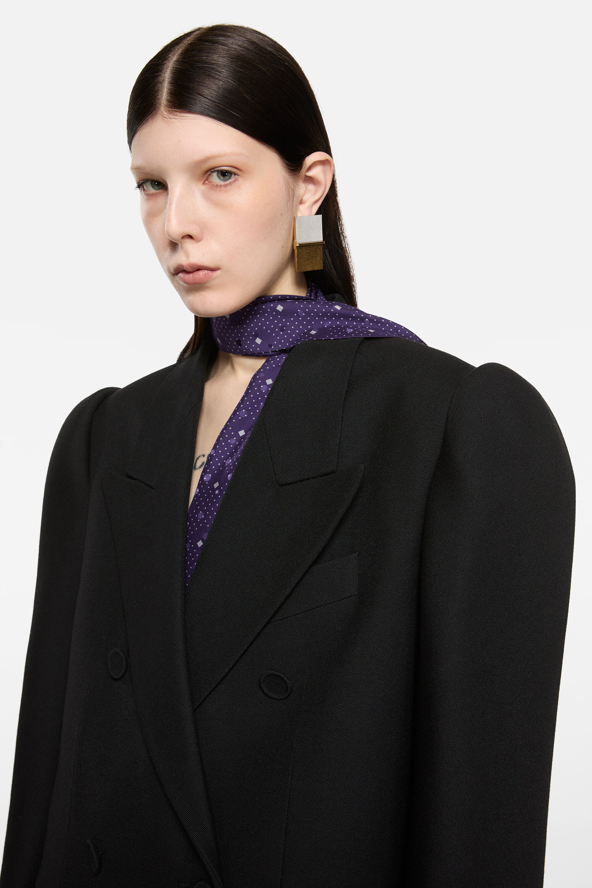 Double-breasted wool suit - Black - 4