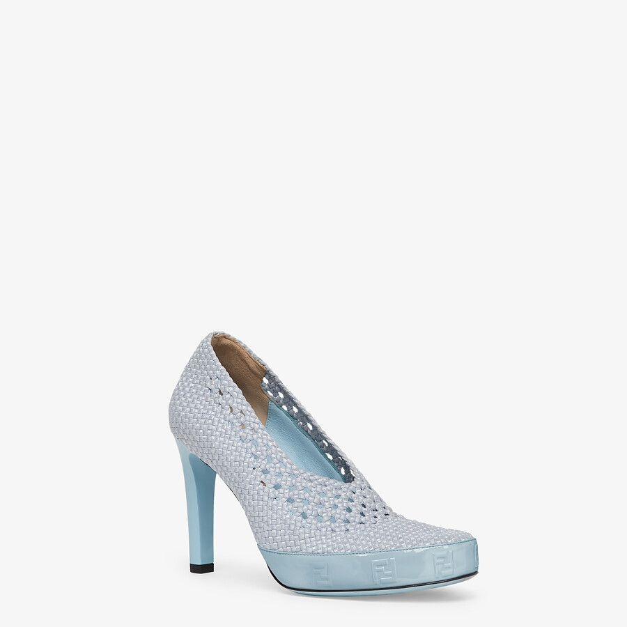 Light blue stretch lace pumps - 2