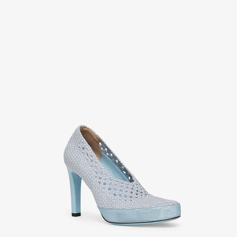 FENDI Light blue stretch lace pumps outlook