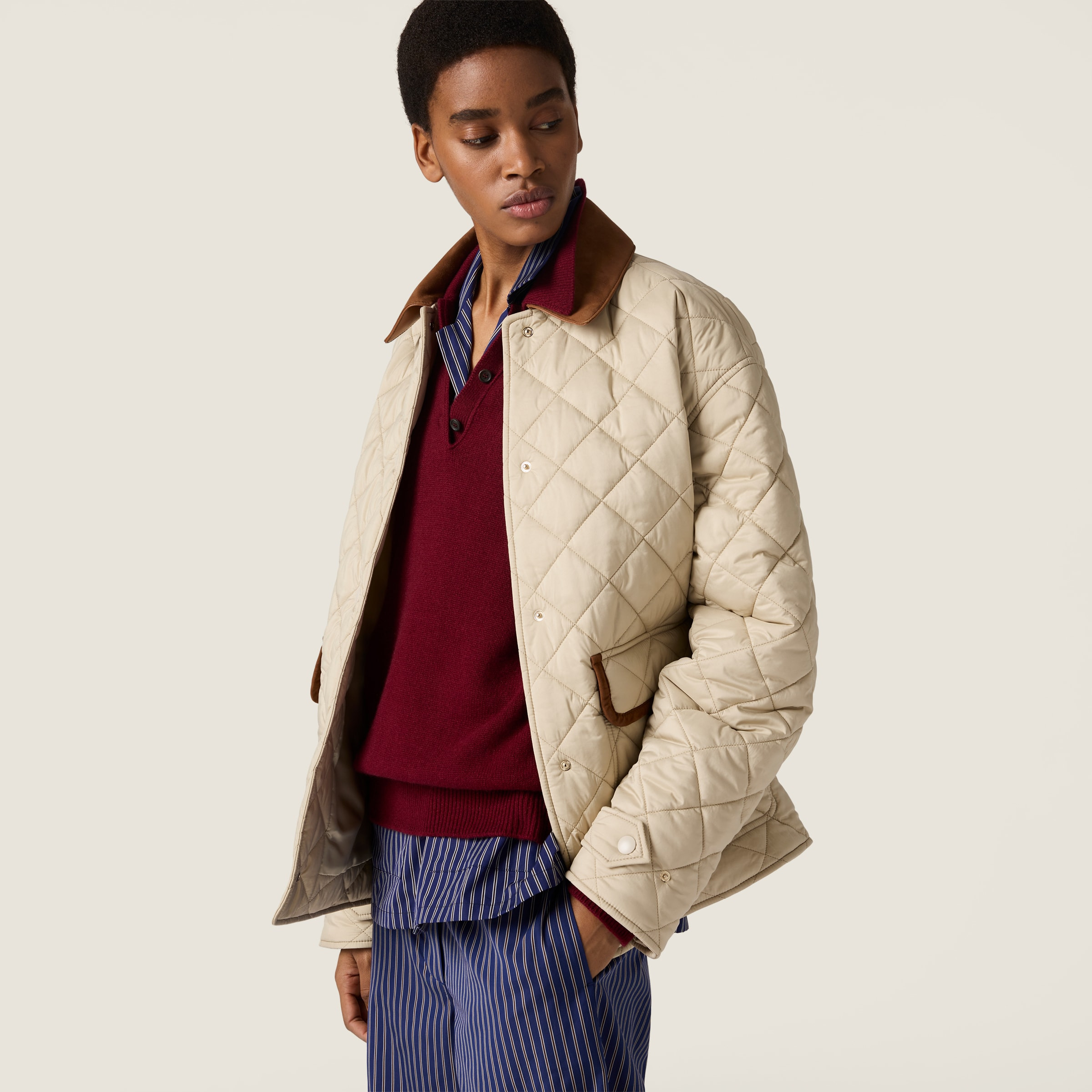 Quilted technical pongé blouson - 4