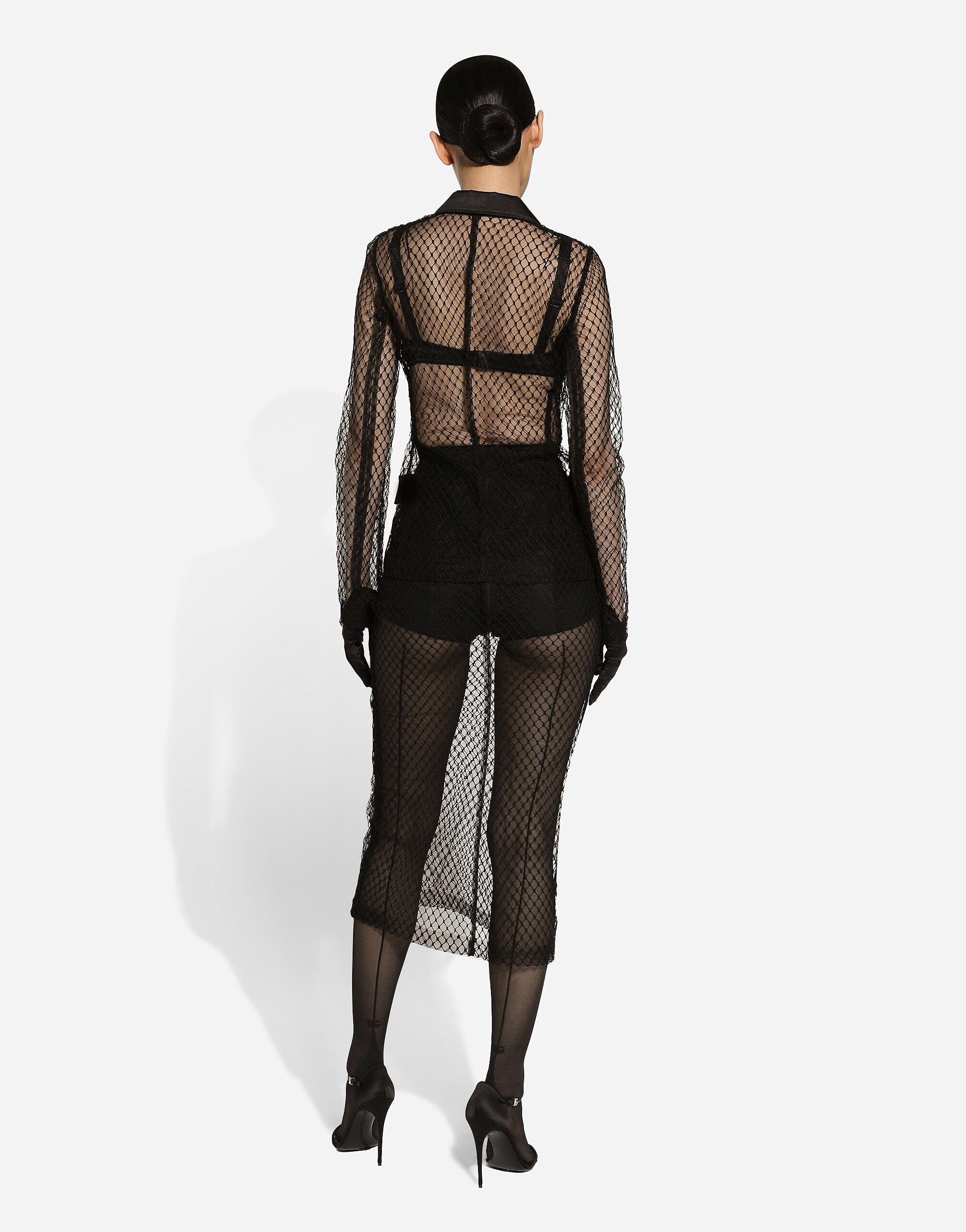 Single-breasted mesh Dolce tuxedo jacket - 4