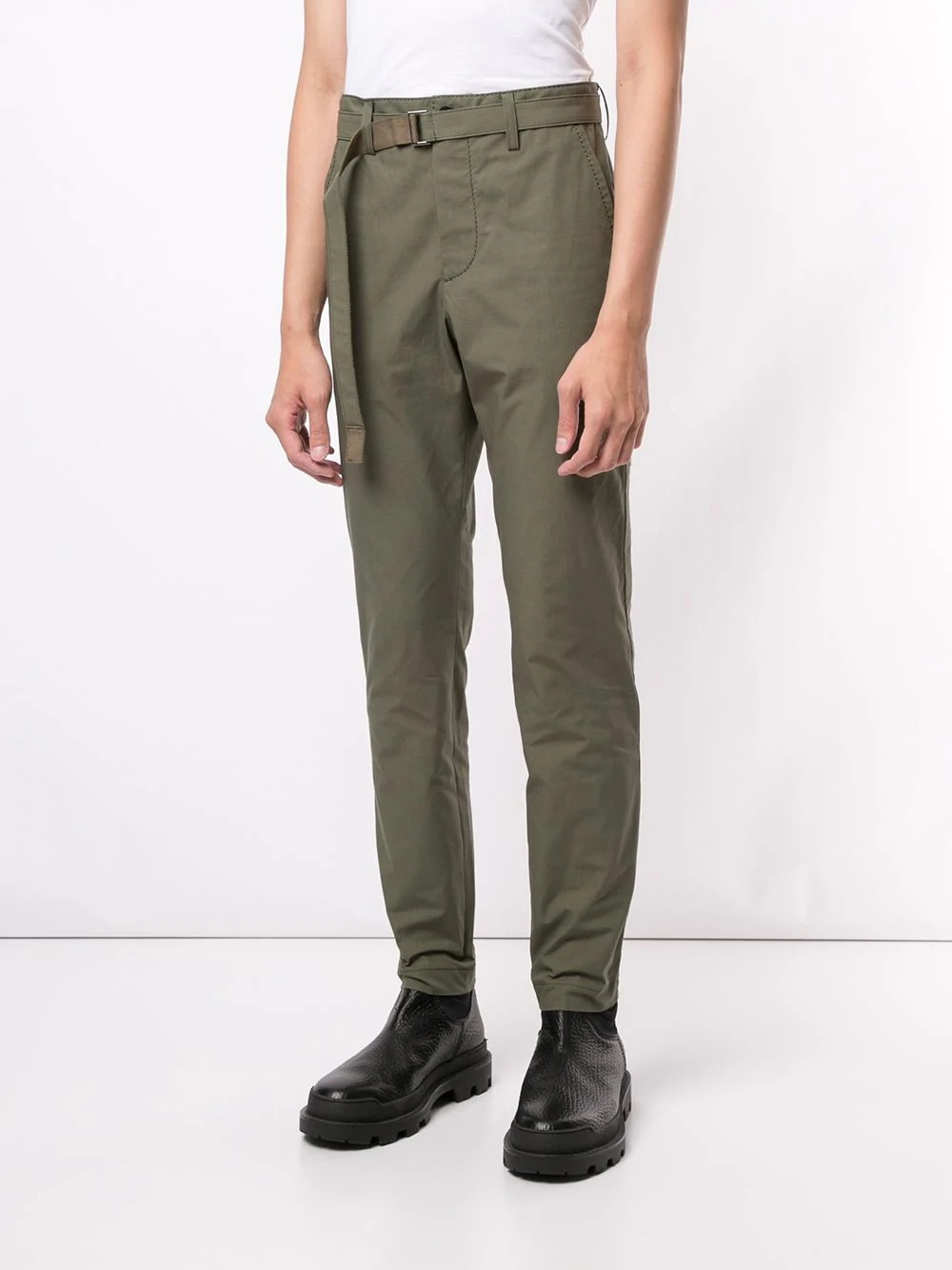 high-waisted slim fit chino trousers - 3