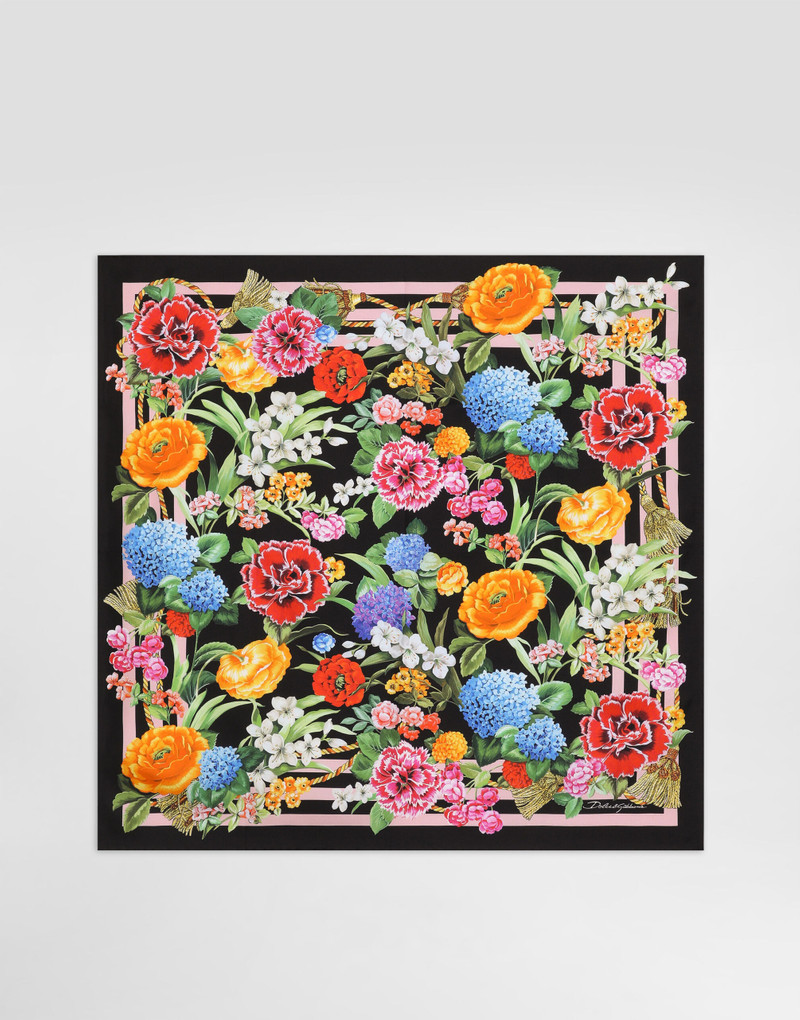 Floral-print silk twill foulard (70x70) 1