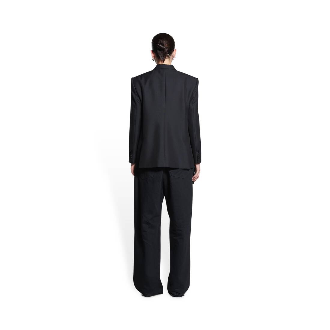 Women's Shrunk Tuxedo Jacket in Black - 4