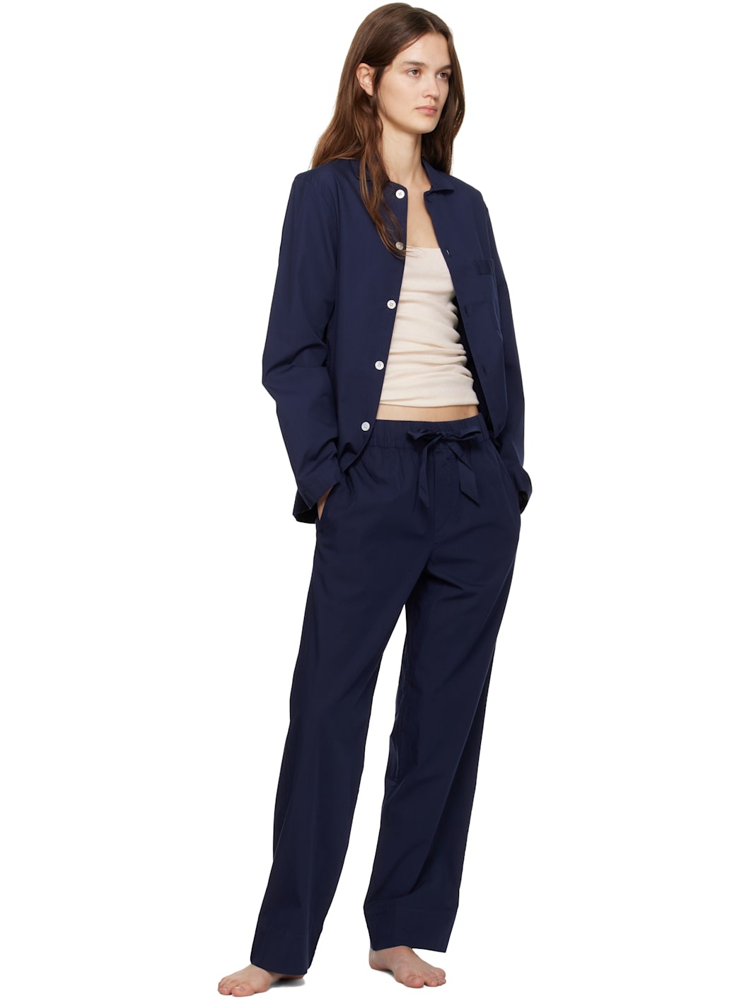 Navy Poplin Pyjama Pants - 4