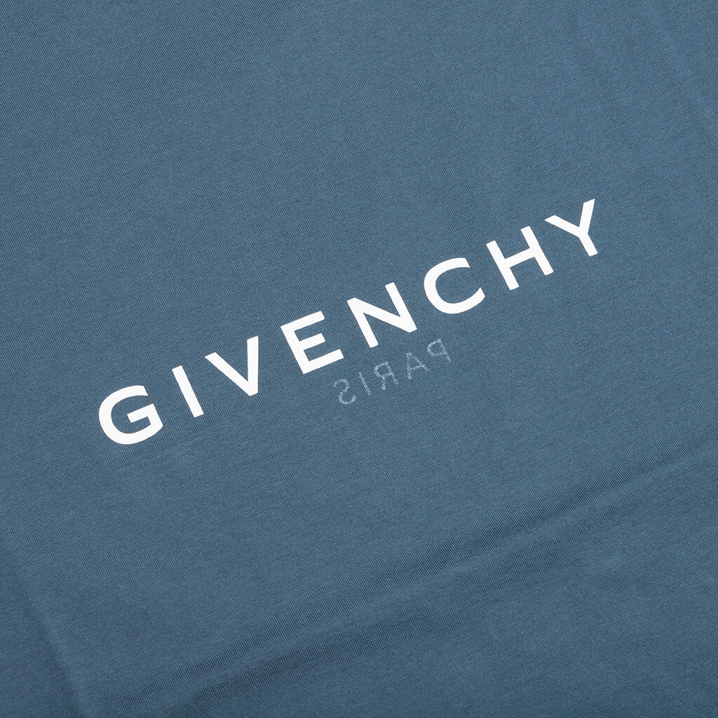 SLIM FIT REVERSE PRINT T-SHIRT - MILITARY BLUE - 3