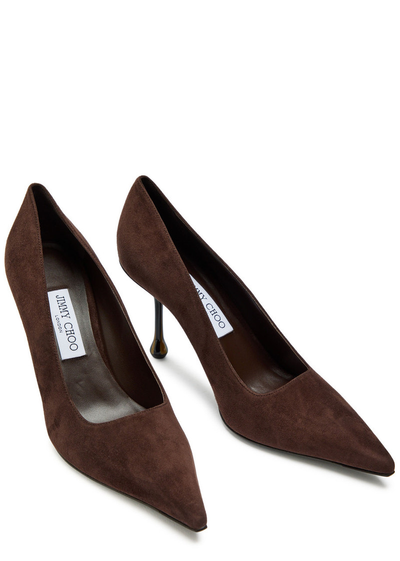 Jimmy Choo Ixia 95 Marble-heel Suede Pumps 3
