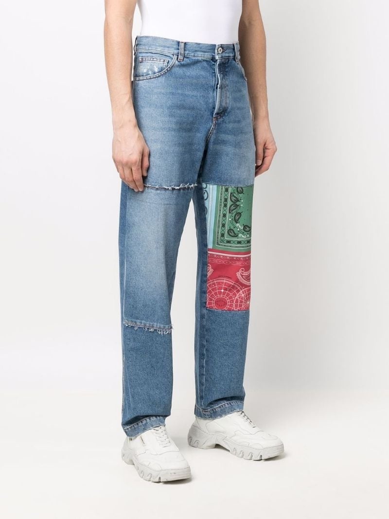 patchwork bandana jeans - 3