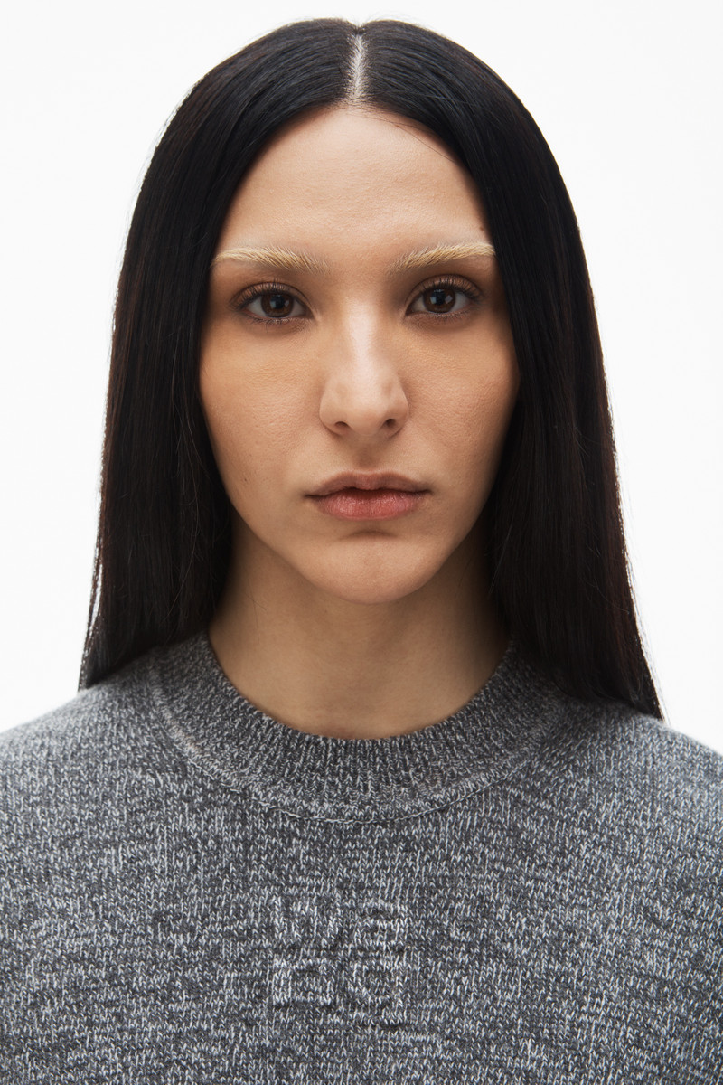 high-frequency logo-embossed cropped tee in cotton-wool 5