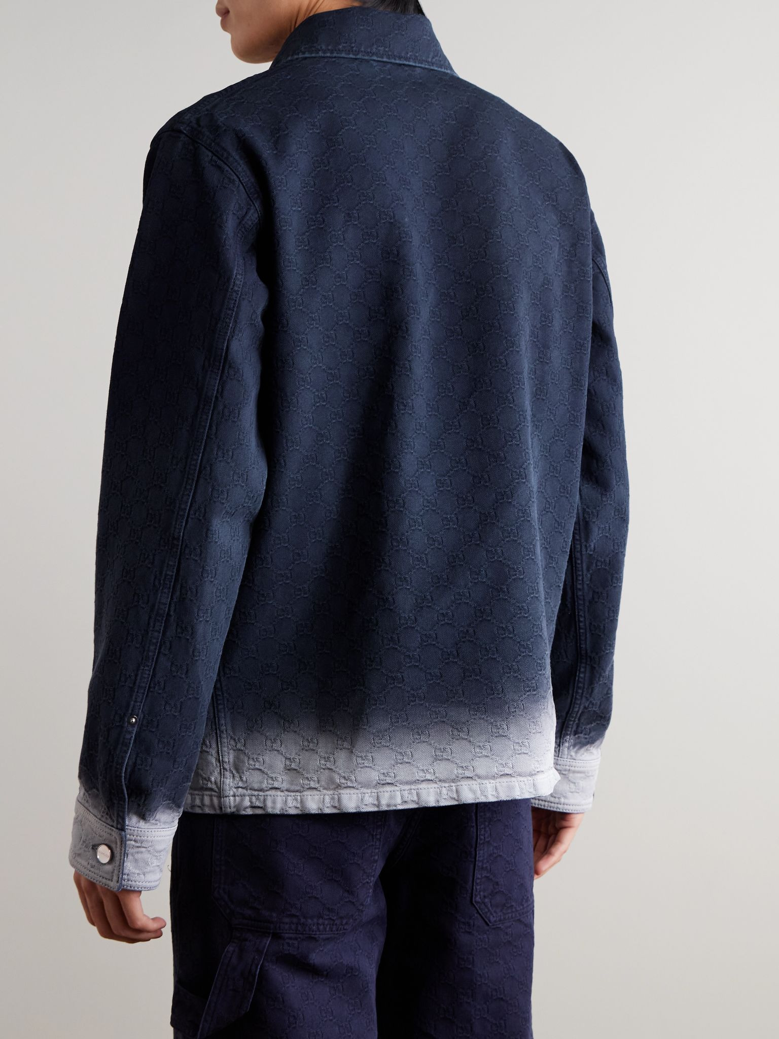 Dégradé Logo-Jacquard Denim Jacket Navy - 3