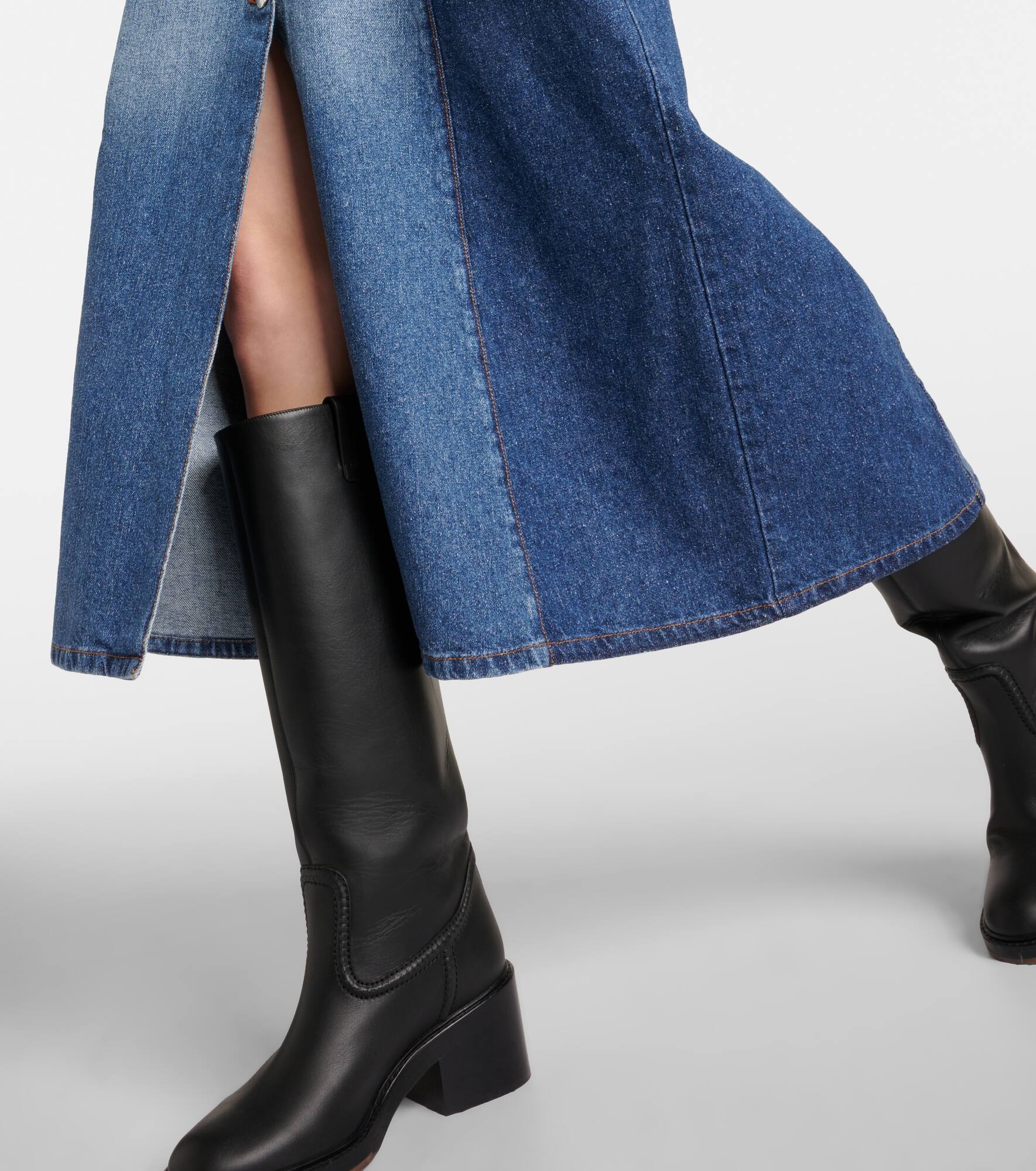 Embroidered denim shirt dress - 6