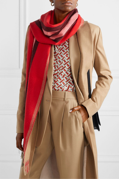 Burberry Fringed striped cashmere scarf outlook