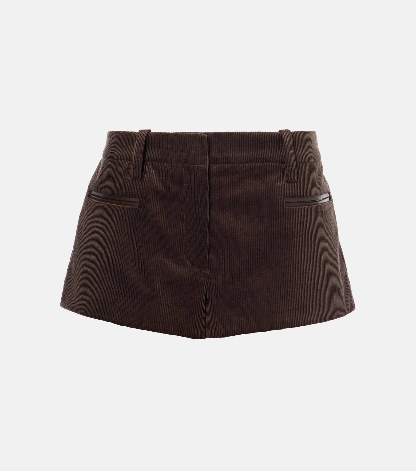 Leather-trimmed cotton corduroy shorts - 1