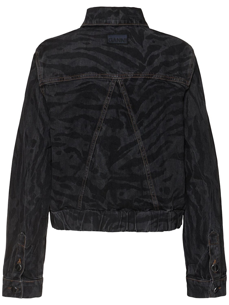 GANNI Lazer デニムボンバージャケット Black Lazer Denim Jacket by GANNI on Sale