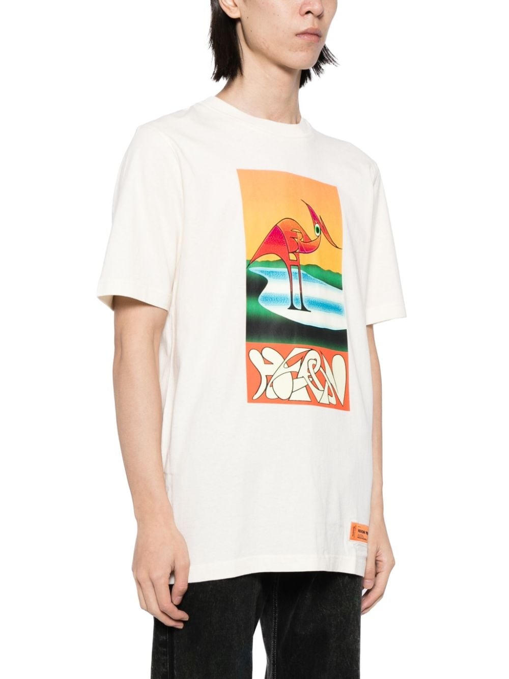 abstract heron-print T-shirt - 3