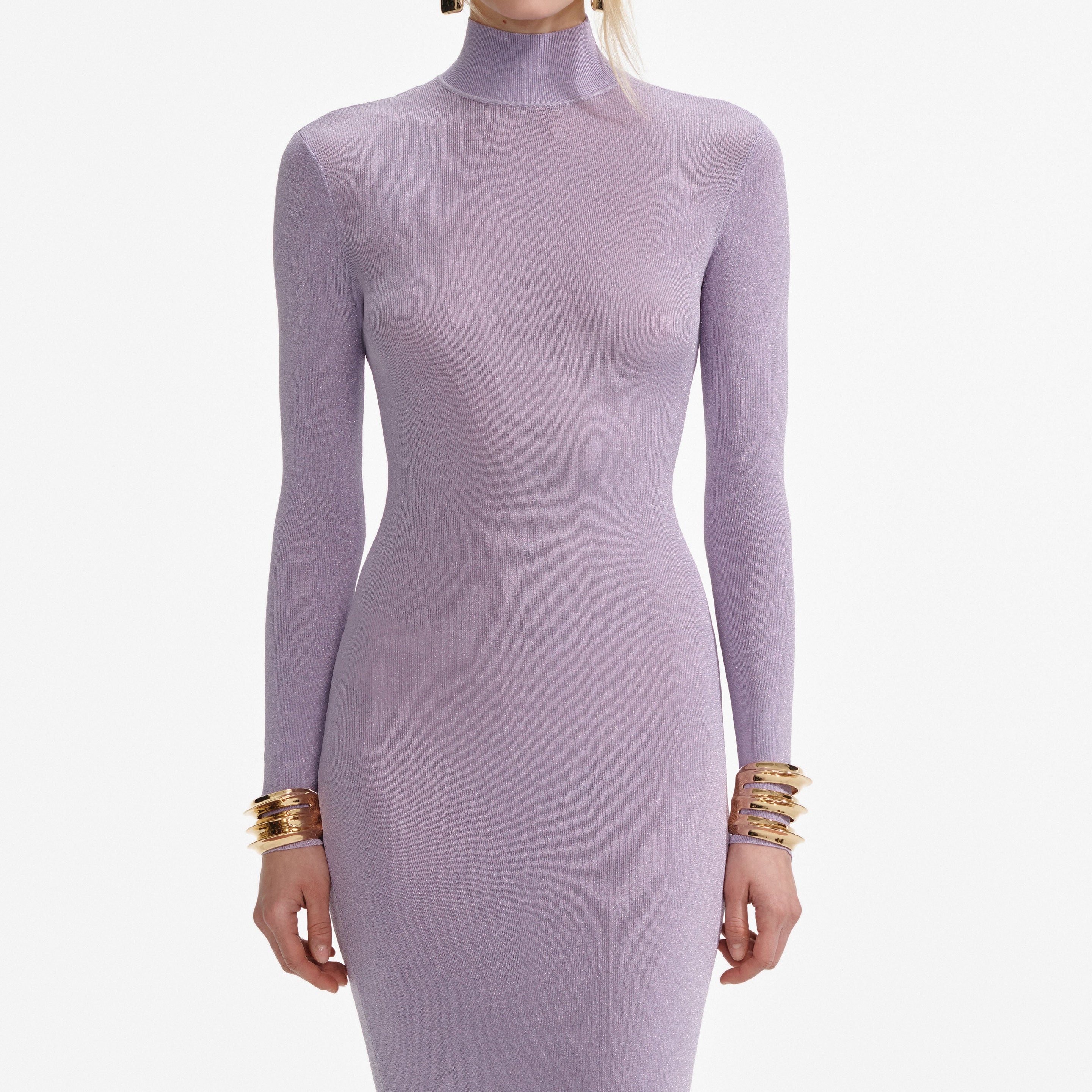 Lilac Viscose Knit Maxi Dress - 4
