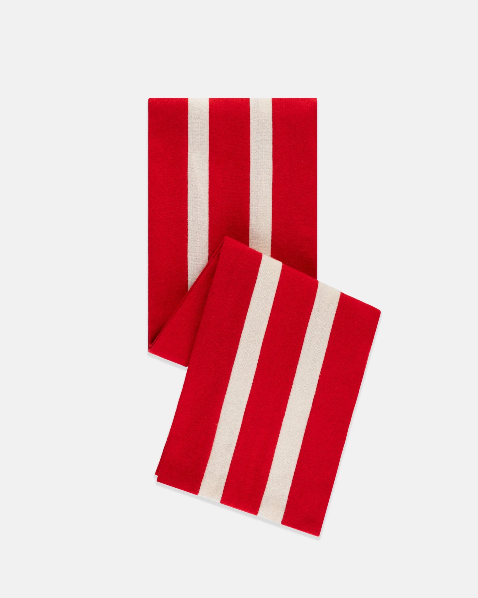 MADE-IN-ENGLAND RED & DOUBLE WHITE WOOL SCHOOLBOY MUFFLER - 1