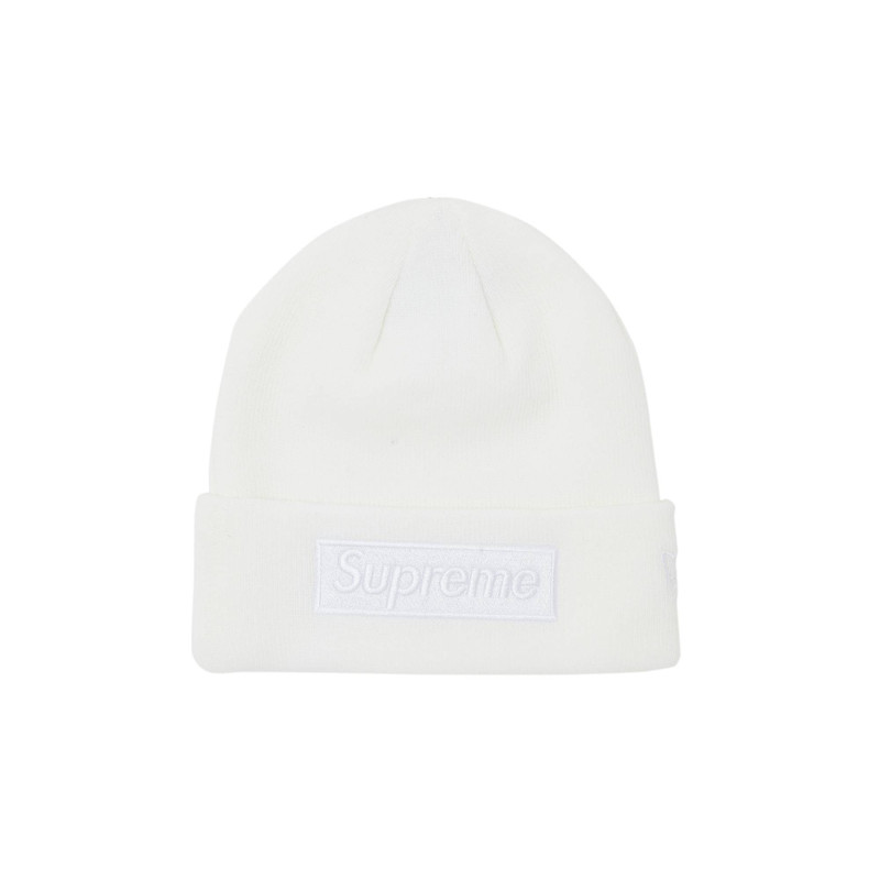 Supreme x New Era Box Logo Beanie 'White' - 1