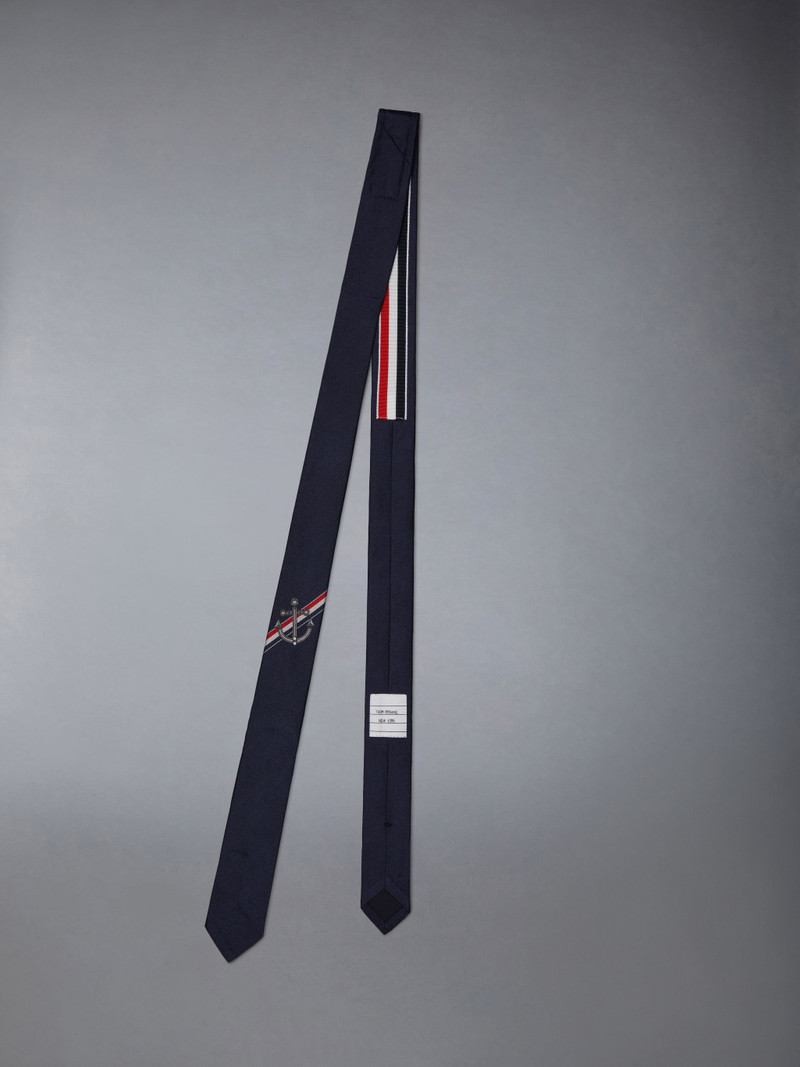 Thom Browne anchor-embroidered silk tie outlook