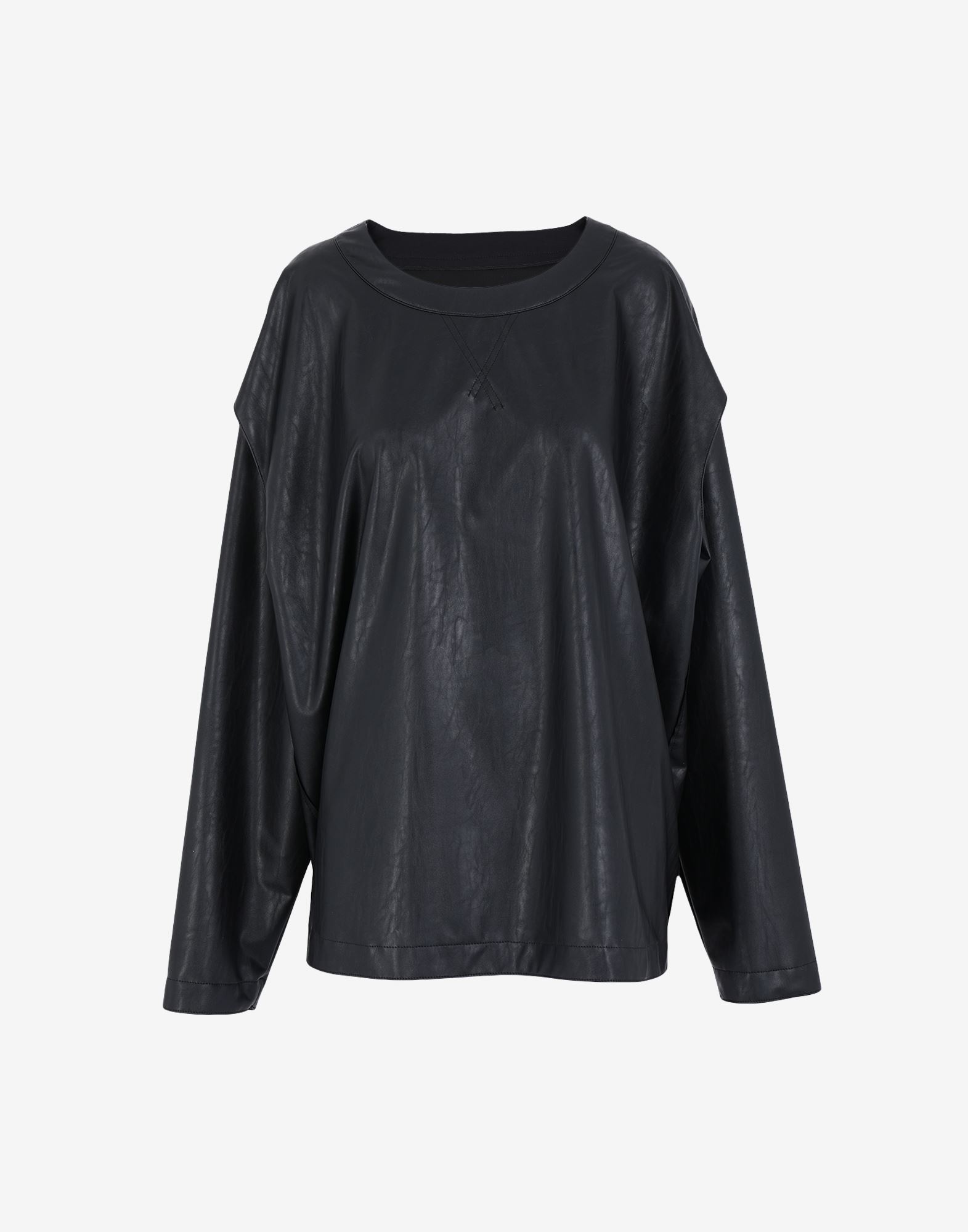 Oversized faux leather sweatshirt - 1