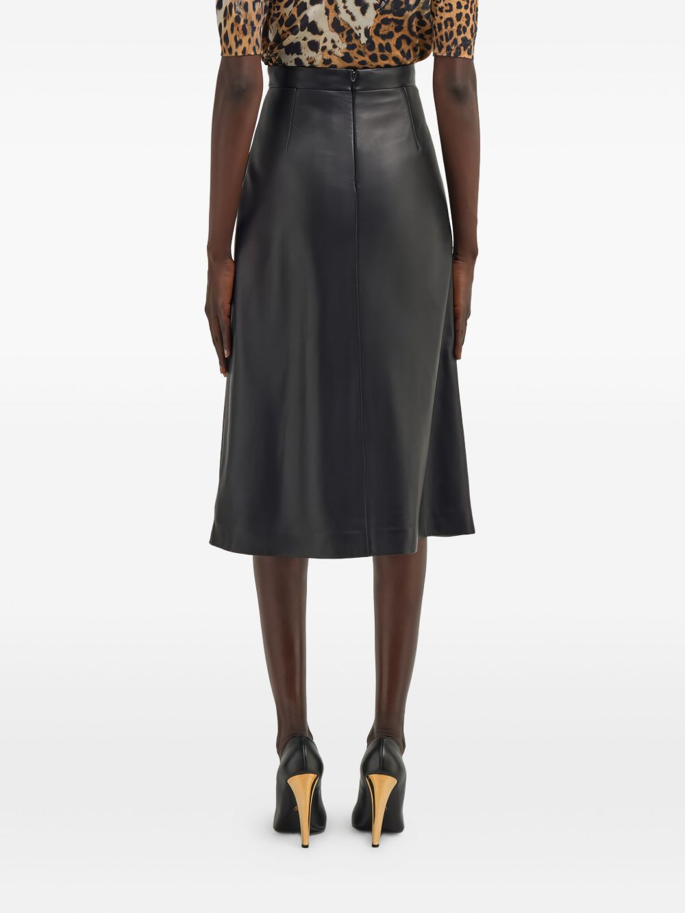 leather pleat-front midi skirt - 4
