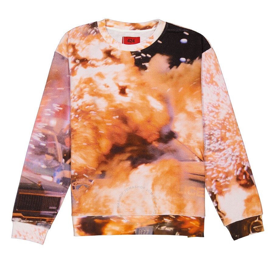 424 Men's Explosion Print Long-sleeve Cotton Jumper - 5