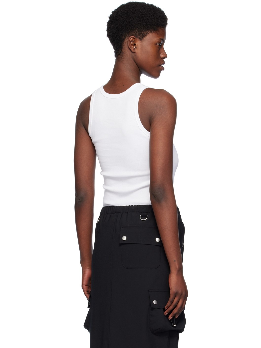 White Embroidered Tank Top - 3